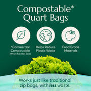 Compostable* Zip Quart Bags